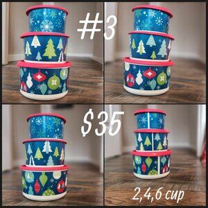 Tupperware Holiday Retro Stacking Canisters